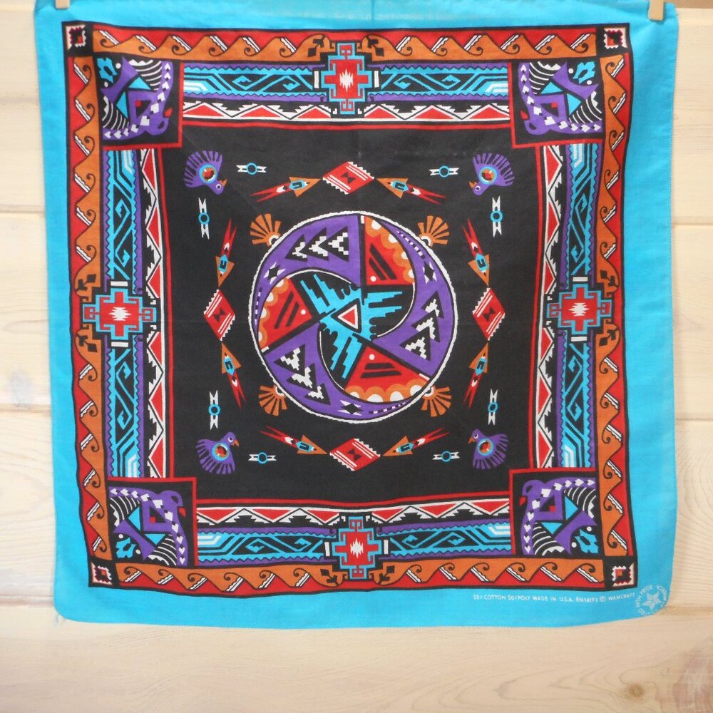 Vintage Wamcraft Bandana Western Southwest Tribal Made In USA